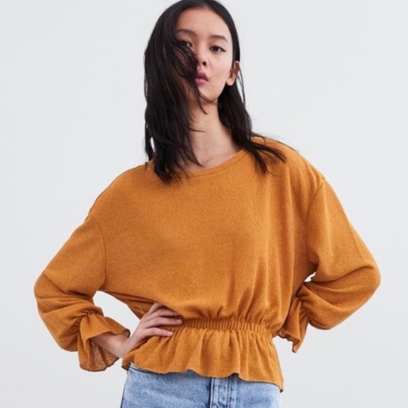 Zara Tops - ZARA Mustard Ruffled Top